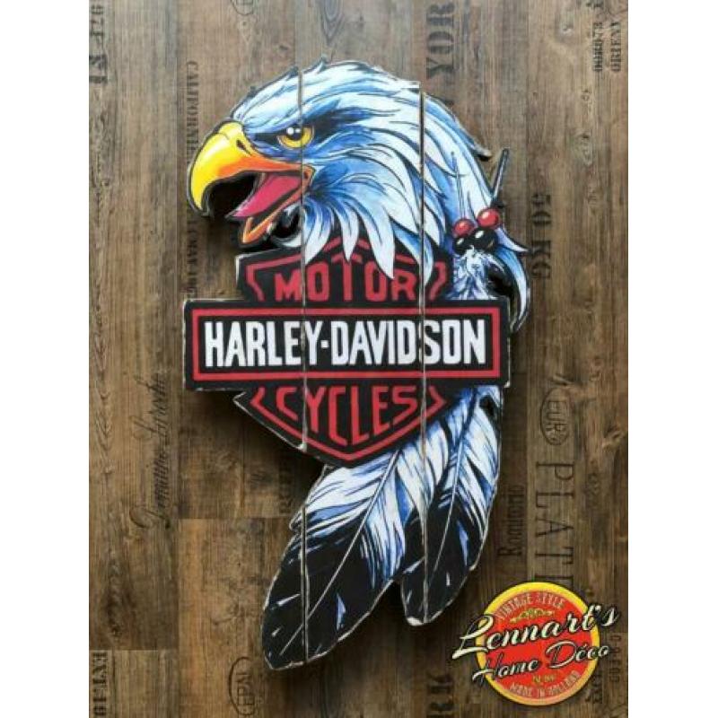 Harley Davidson Eagle Wand/Muurdecoratie van Hout