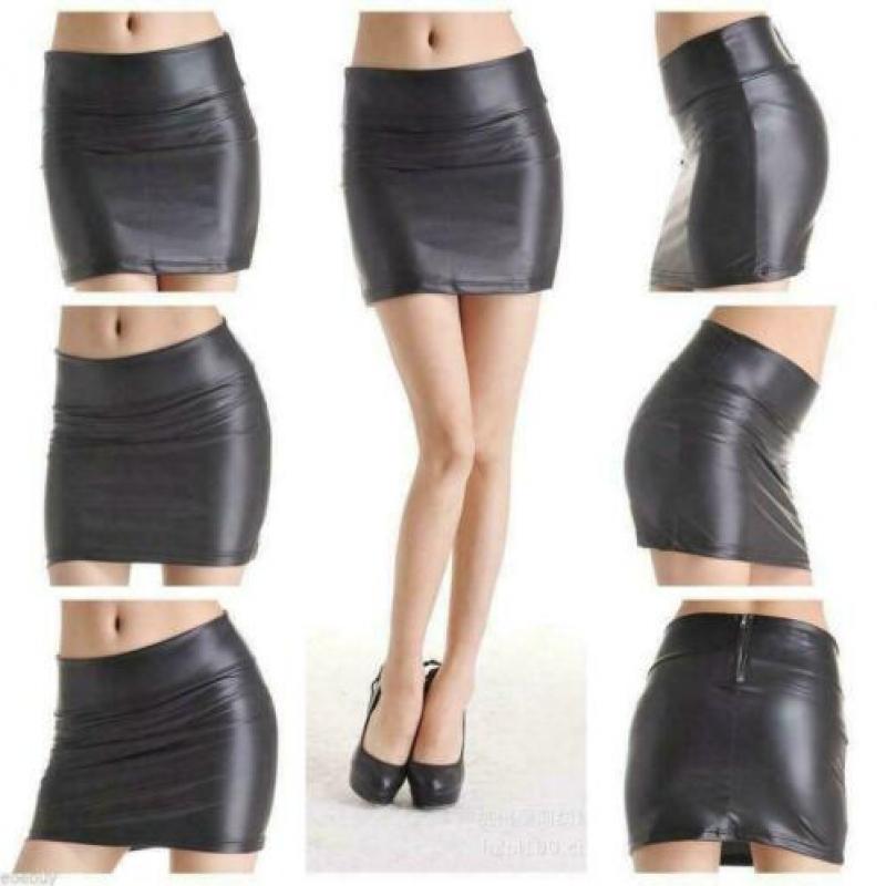 2xsexy leder look faux leather mini rok skirt m l xl 2xl 3xl