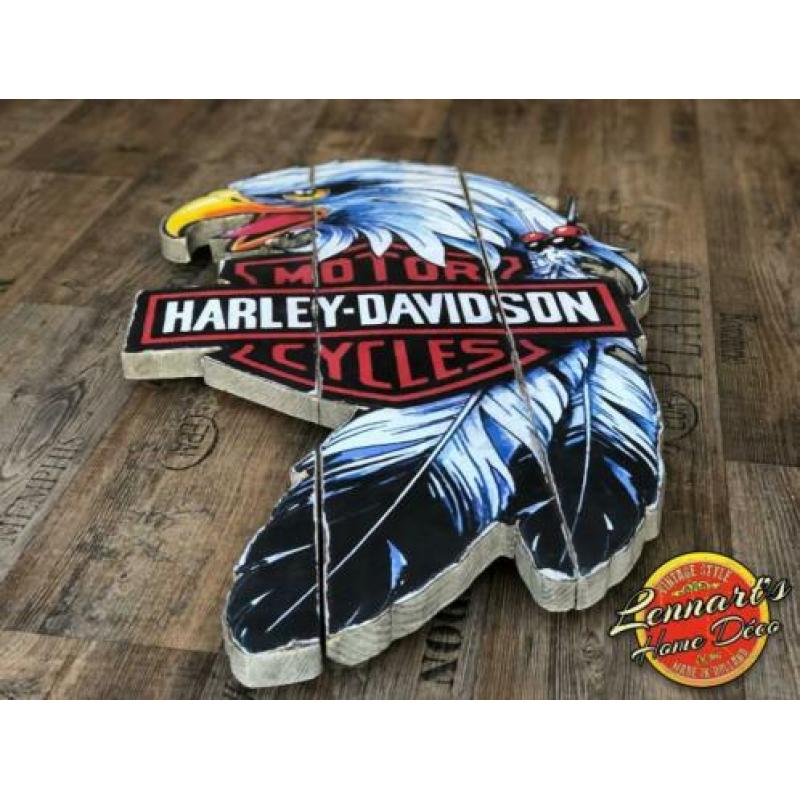 Harley Davidson Eagle Wand/Muurdecoratie van Hout