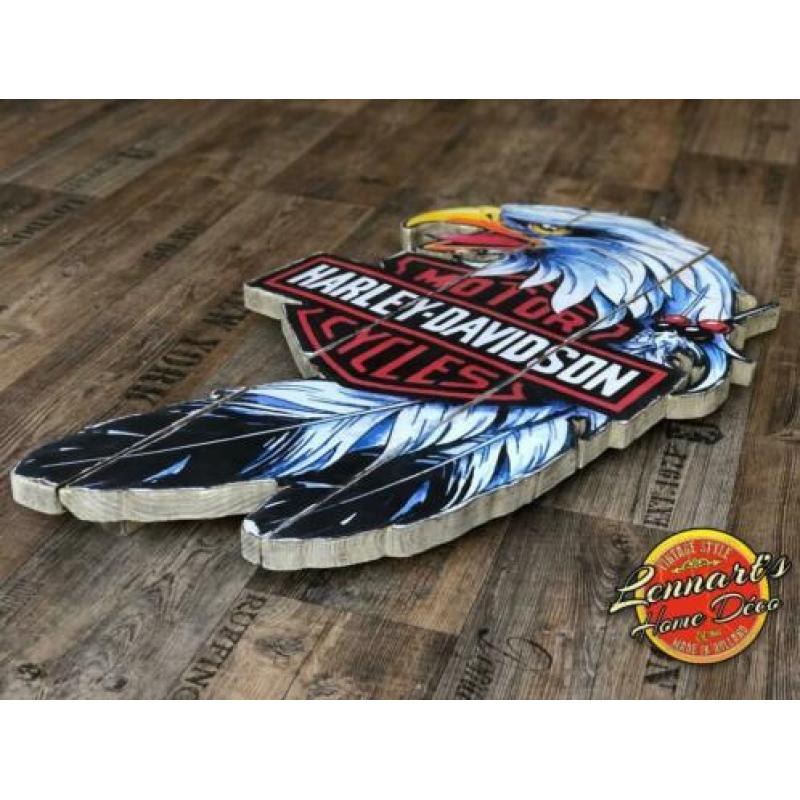 Harley Davidson Eagle Wand/Muurdecoratie van Hout