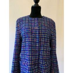 Blauw paars wollen vintage tweed jasje