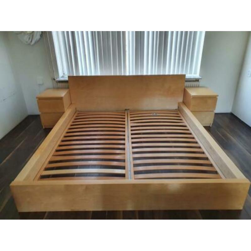 Nette ikea malm 2persbed 180 x 200 cm+nac.kastjes+bodems+evt