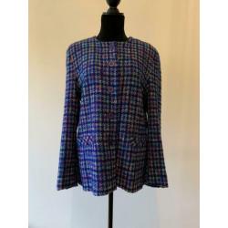 Blauw paars wollen vintage tweed jasje