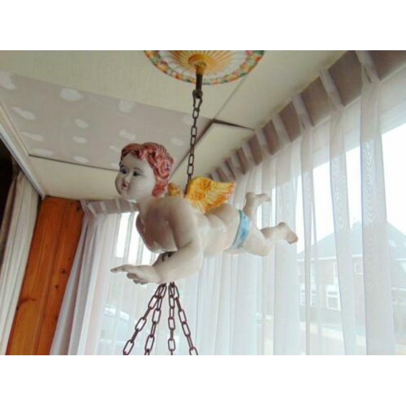 Plafond hanger met engel, bloempot en bloemen, jaren 60/70