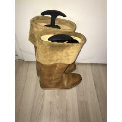 Stoere beige leren laarzen omslag Sendra! 38 igst