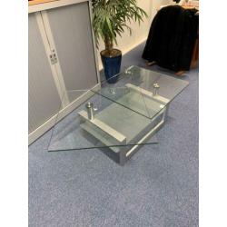 Design salontafel glas met rvs draaibaar Max 150cm