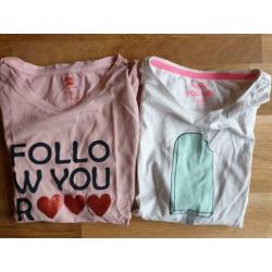 Set: 5 t-shirts korte mouw + rokje 146-152