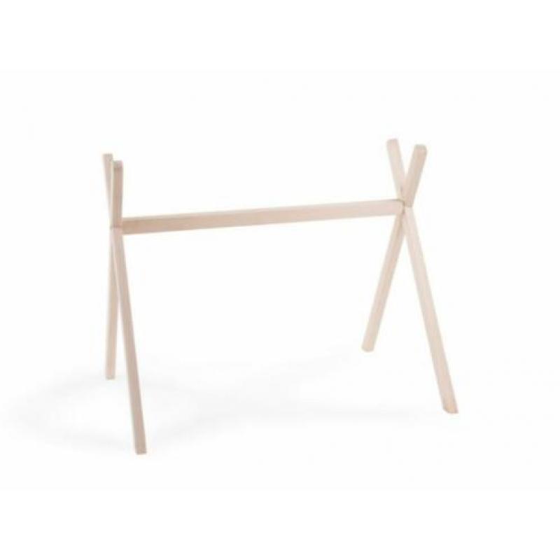 Houten babygym standaard + vilten jungle dieren speelgoed