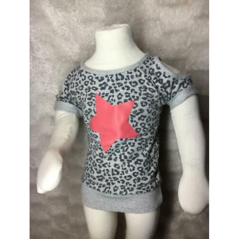 Dress like Flo t-shirt panterprint roze ster maat 98