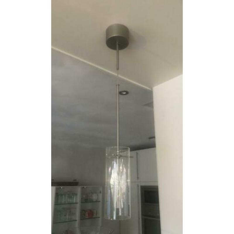 Glazen hanglampen set: 1 x met 5 lampen / 2 x met 1 lamp