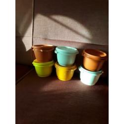 6 TUPPERWARE BAKJES 12cm br 9 cm hoog