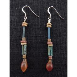 Set of earrings made of Egyptian faience mummy beads with ca