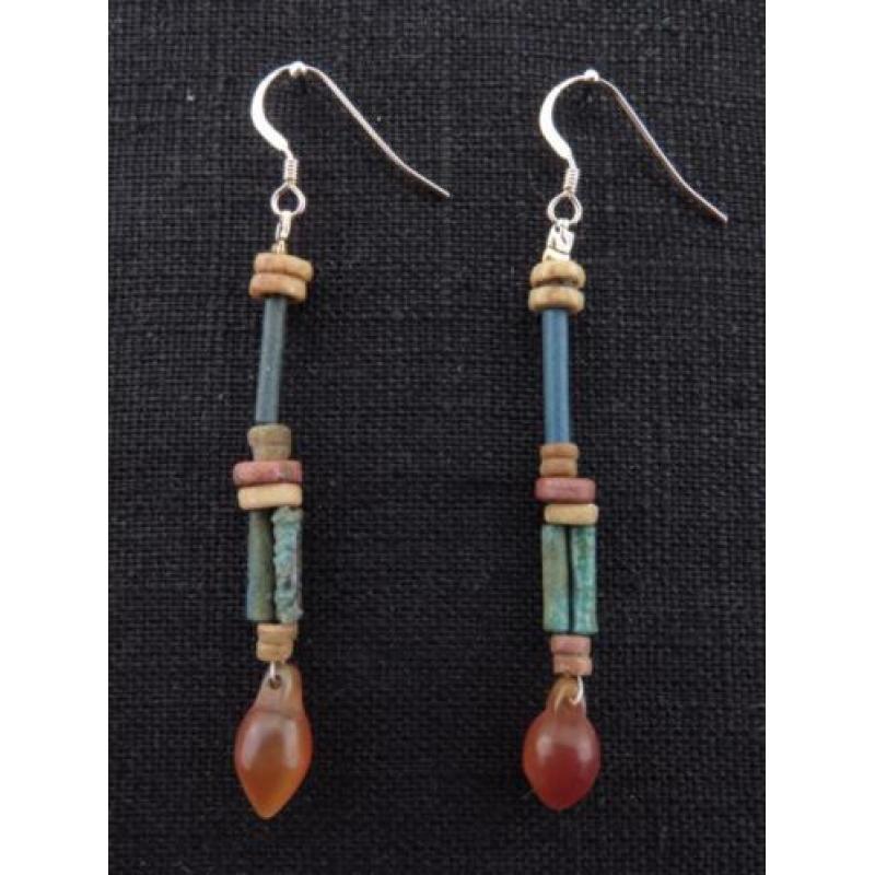 Set of earrings made of Egyptian faience mummy beads with ca