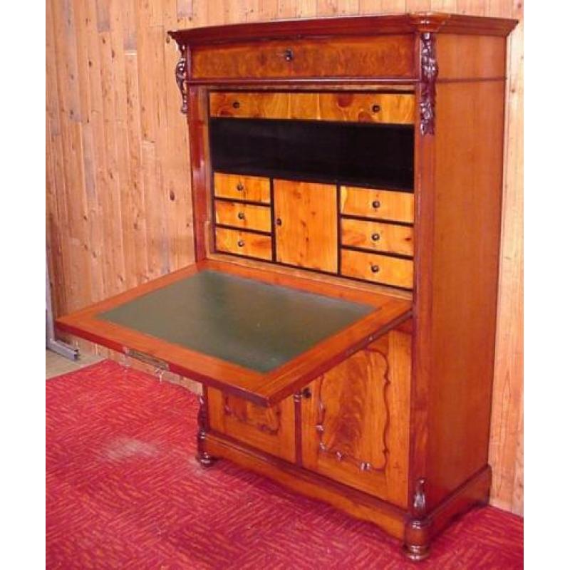 Antiek Biedermeier Strak mahoniehouten klep secretaire buro