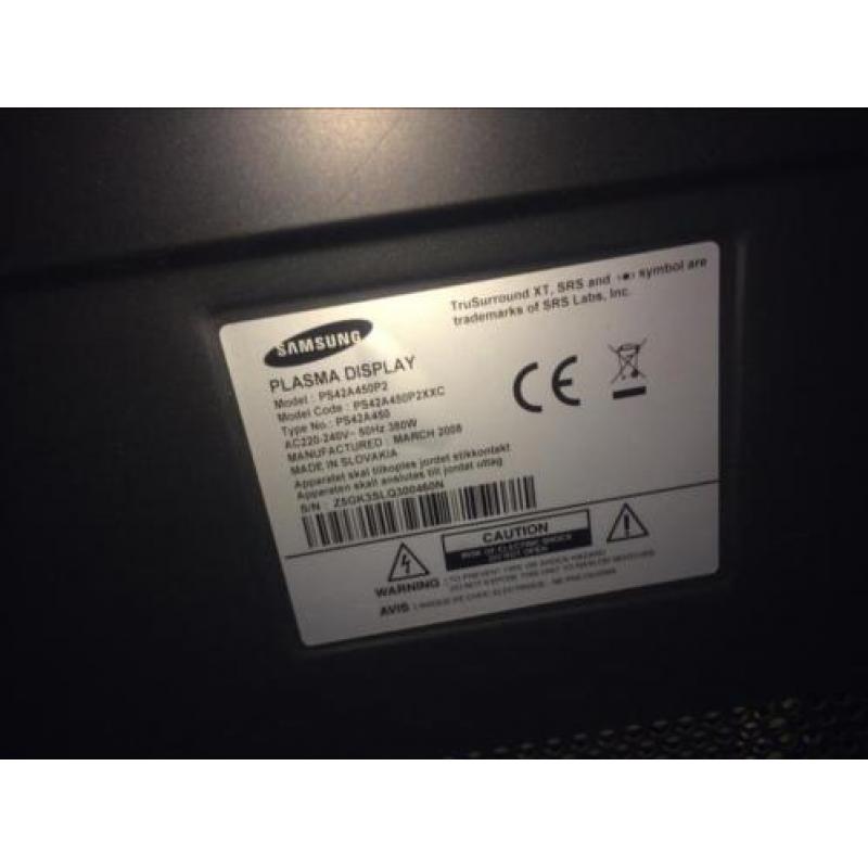 Tv plasma 42inch muurbeugel defect 2xhdmi hd ready