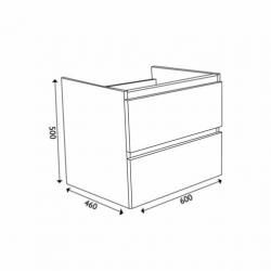 Wiesbaden Vision onderkast+2 laden 60x46 hoogglans grijs