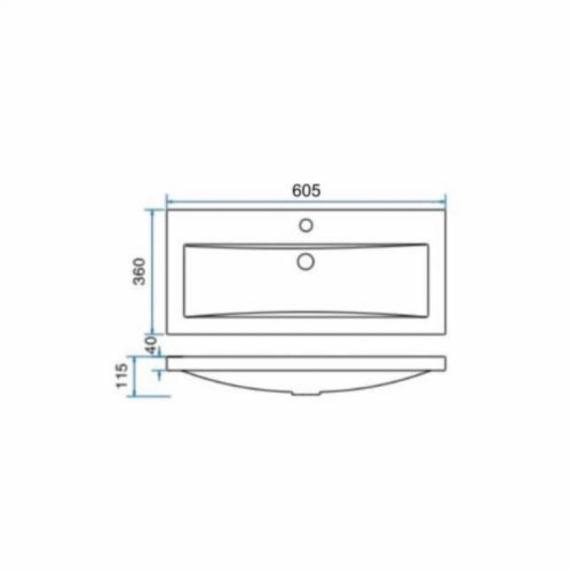 Badmeubel Set Extra Compact 60X36 Cm Houtnerf Grijs