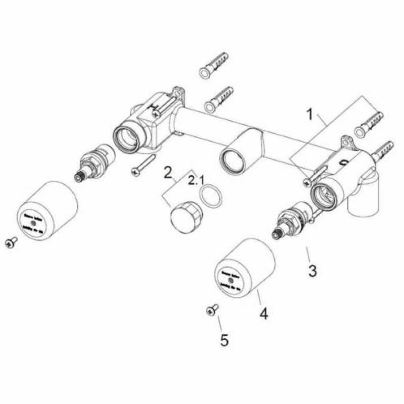 Inbouwdeel Wastafelmengkraan 2-Knops Universeel