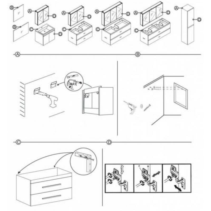 Badmeubelset Differnz The Collection 80x43x61 cm Grijs/Wi...